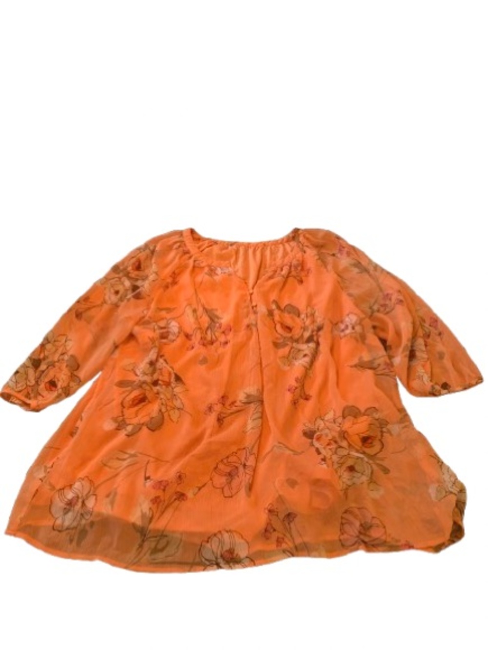 St. John’s Bay 2X Peach Floral Sheer Blouse Boho Peasant Top